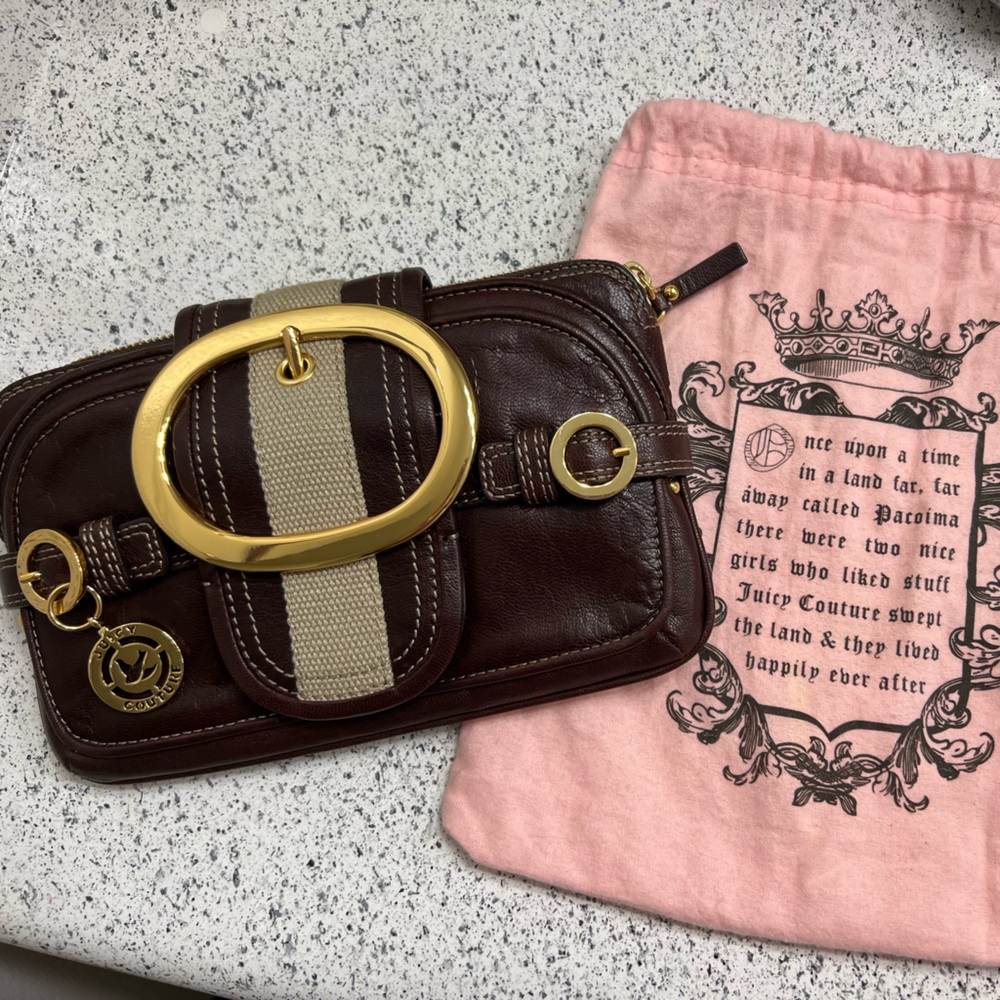 Original Made in USA Juicy Couture Brown Leather Clutch